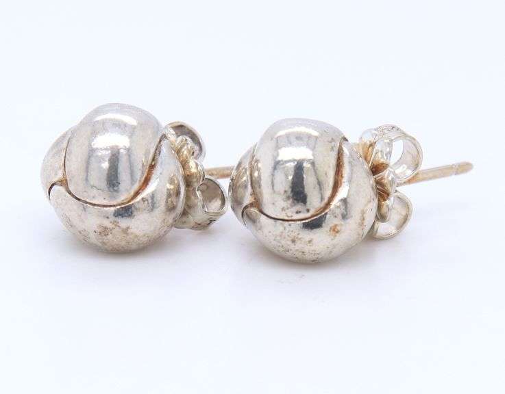 Sterling Silver Tiffany & Co Love Knot Stud Earrings