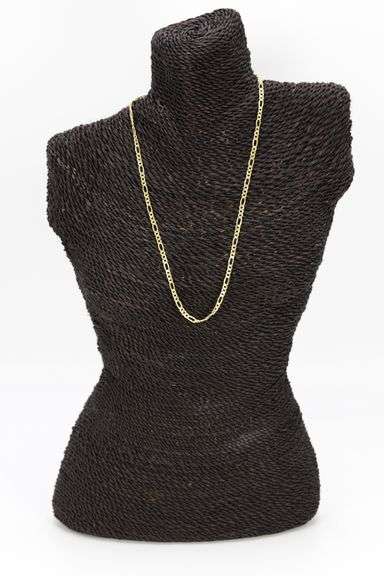 10k Yellow Gold-Hollow Figaro Link Chain 4.3mm 100 Gauge Necklace 18"