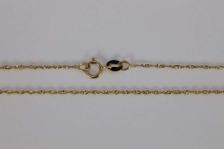10k Yellow Gold Solid Singapore Rope Link Chain 1.1mm Necklace 20"