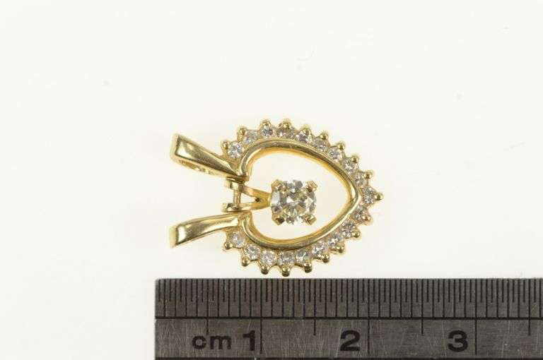 14K Yellow Gold 0.40 Ctw Diamond Heart Love Valentine Charm/Pendant