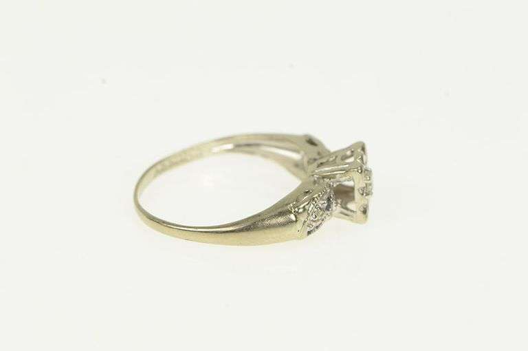 14K White Gold 1950's Classic Diamond Promise Engagement Ring
