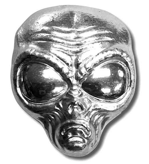 2 oz. FINE SILVER ALIEN HEAD- POURED BAR