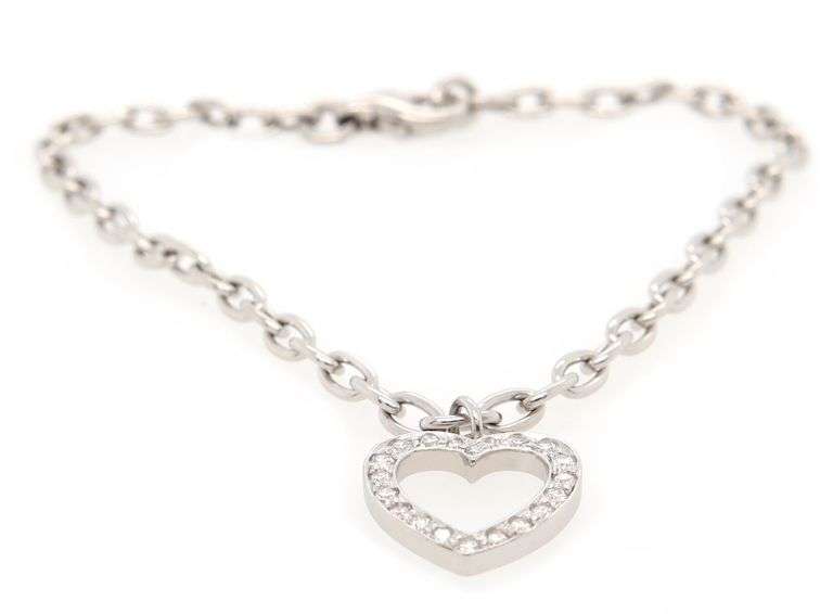 Tiffany & Co. Sentimental Diamond Heart Bracelet in Platinum