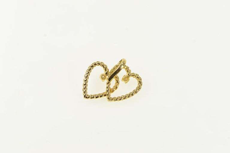 14K Yellow Gold Diamond Inset Heart Love Valentine Pendant