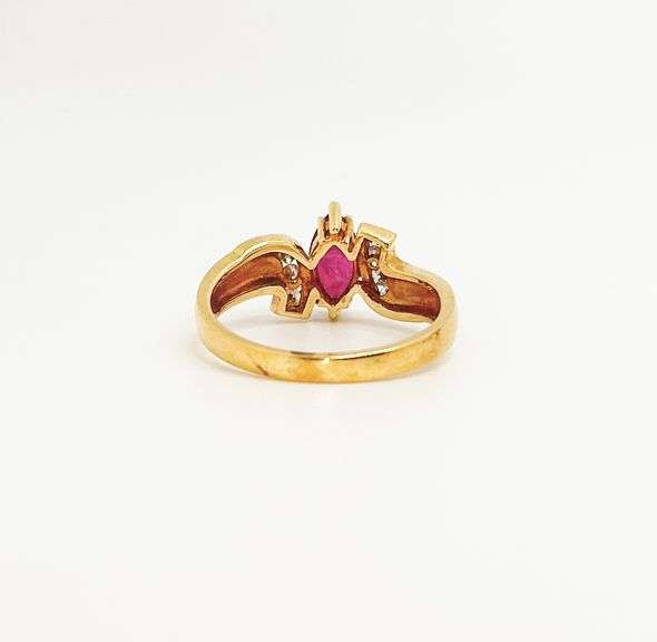 18kt Solid Yellow Gold, Ruby, & Diamond Ring