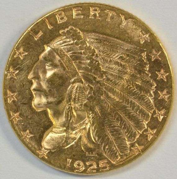 Great-looking BU 1925-D US $2.50 Indian Gold Piece. Lustrous