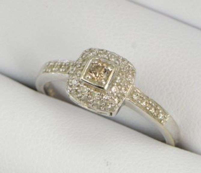 14K White Gold Diamond Encrusted Domed Pave Engagement Ring
