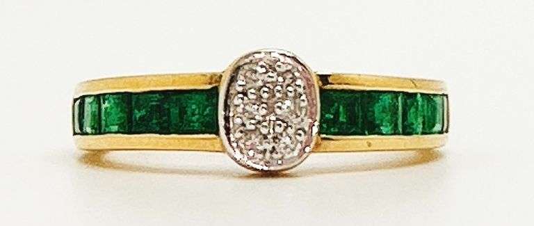 18KT Yellow Gold Emerald and Diamond Ring