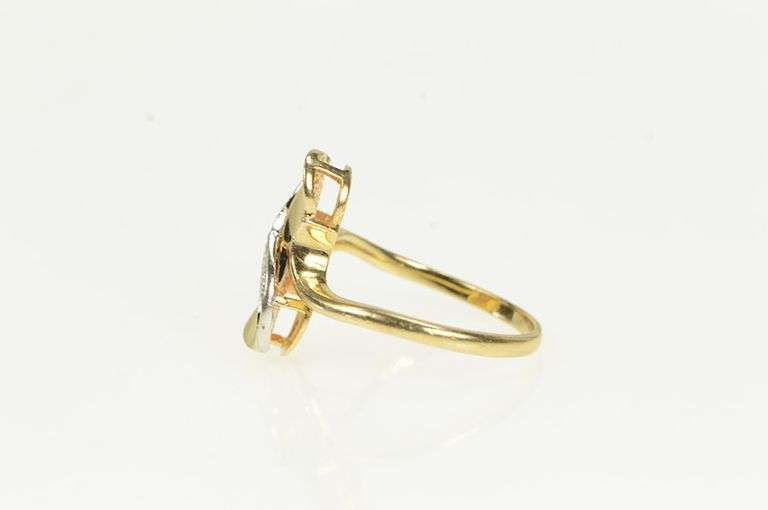 14K Yellow Gold Vintage Wavy Diamond Curvy Statement Ring
