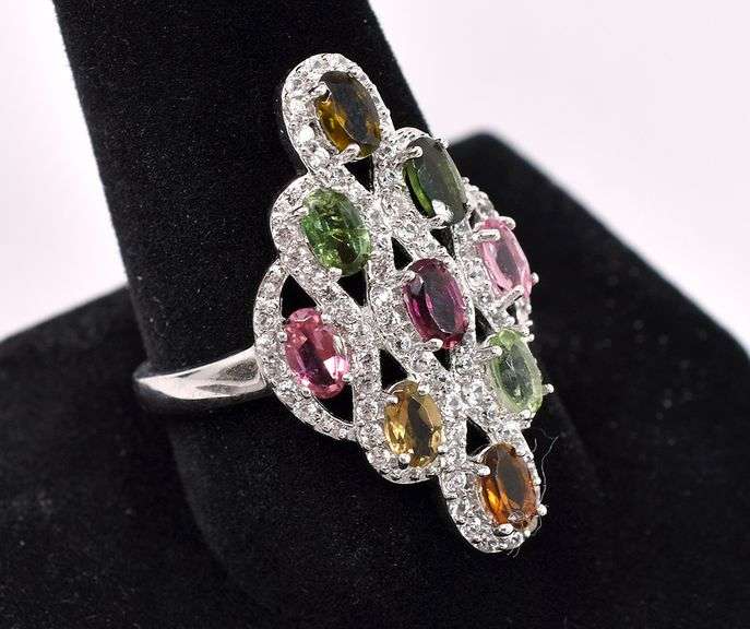 Multi-Gem Ring In Sterling Silver