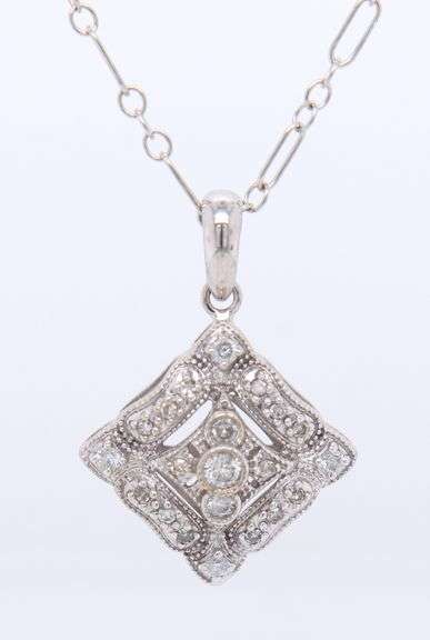 Vintage Style Diamond Pendant on Fancy Chain