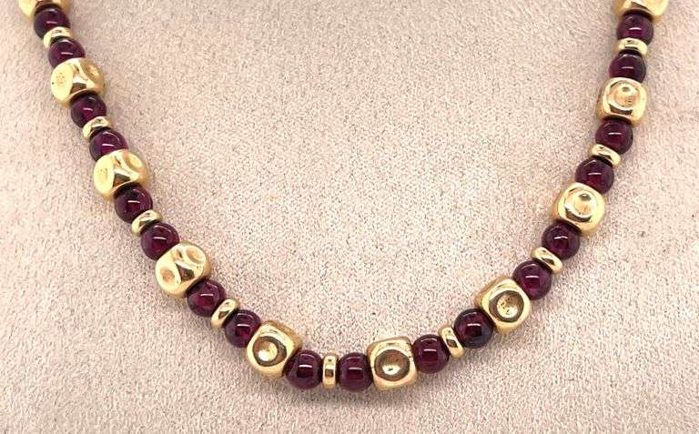 14K YELLOW GOLD BEAD CHAIN NECKLACE