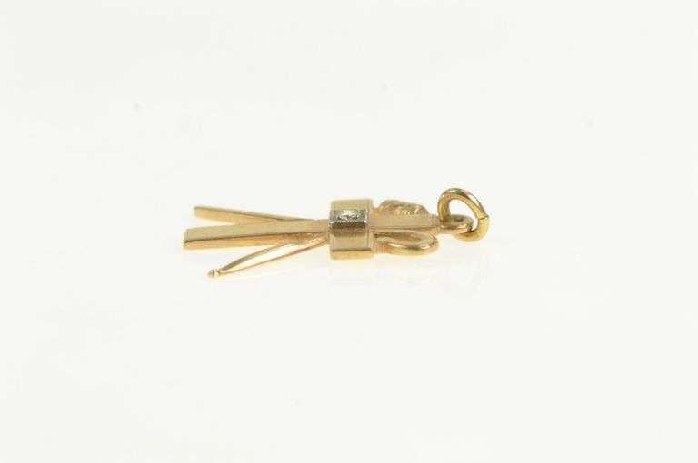 10K Yellow Gold Diamond Crook White Shrine Jerusalem Charm/Pendant