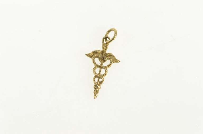10K Yellow Gold Caduceus Health Medic Symbol Doctor RN Charm/Pendant