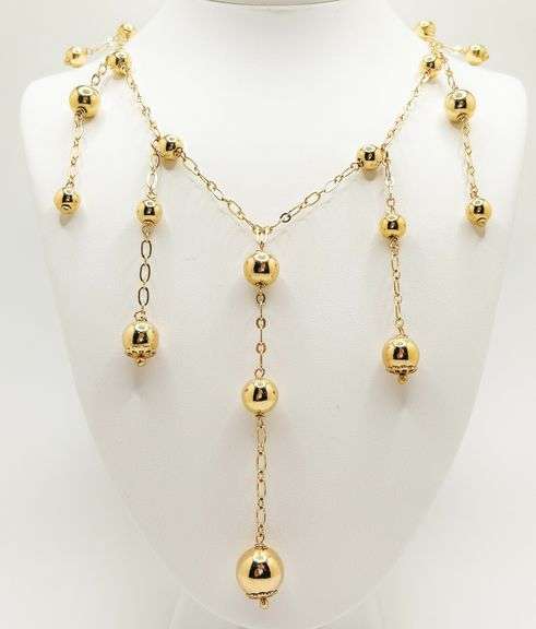 BEAUTIFUL 22KT YELLOW GOLD PLATED CHANDELIER STATION NECKLACE
