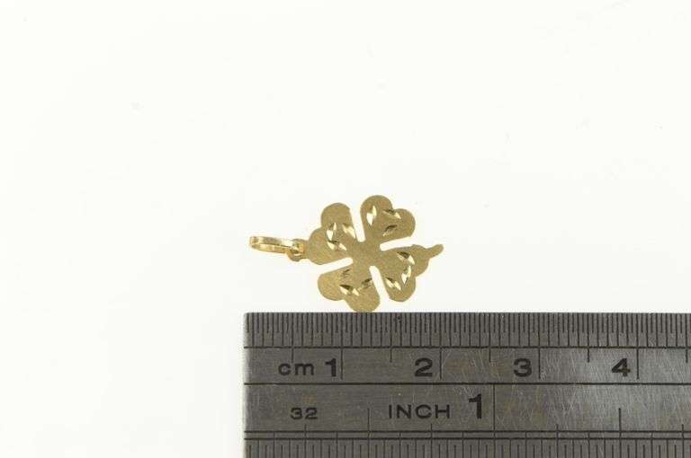 14K Yellow Gold 4 Leaf Clover Luck Irish St Patricks Day Charm/Pendant