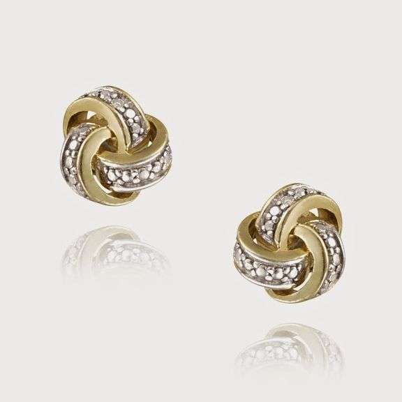 18K Gold Plated Diamond Accent Knot Earrings
