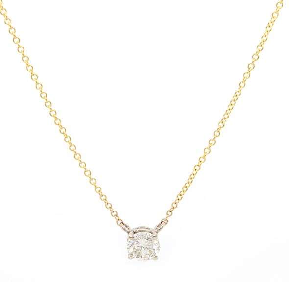 Italian 0.48ct Round Diamond Solitaire Pendant Necklace in 14K
