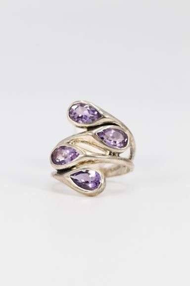 Sterling Silver Natural Amethyst Gemstone Ring Size 9