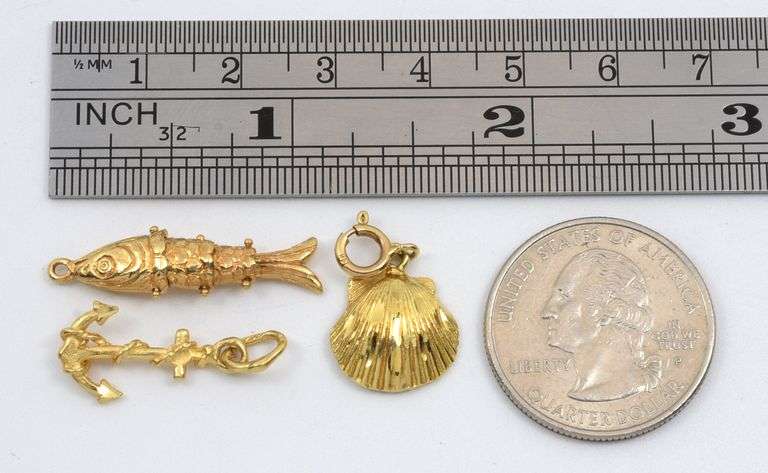 Group of 3 Seashore Themed 14k Pendants