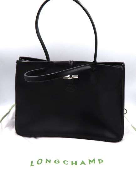 Longchamp Black Leather Tote Bag