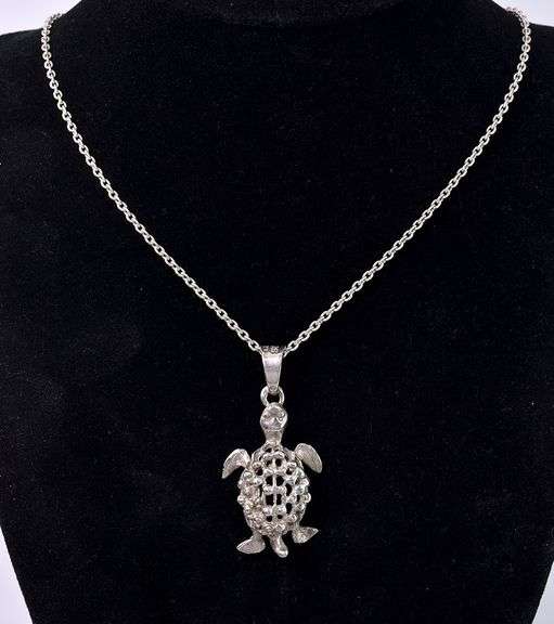 Turtle Pendant Necklace In Sterling Silver