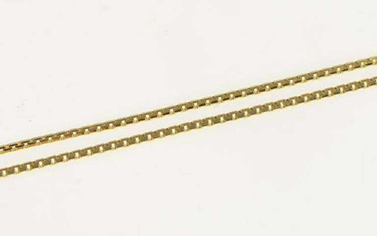 14K Yellow Gold 1.1mm Square Classic Chain Box Fancy Link Necklace