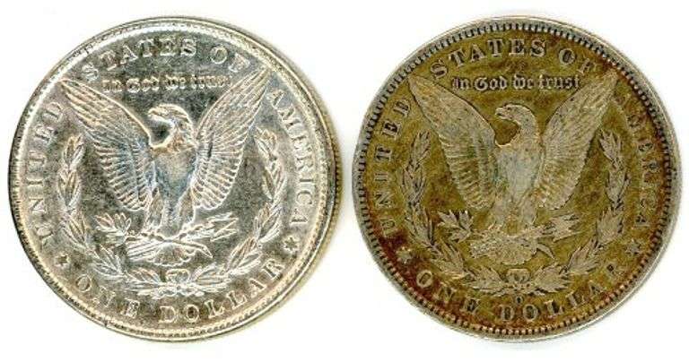 2 Different Morgan Silver Dollars: 1882 & 1890-O