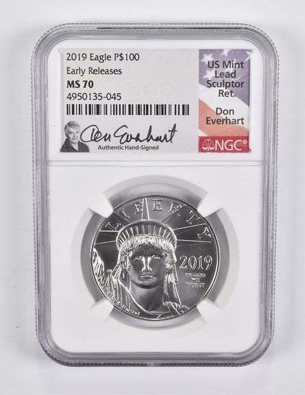 MS70 2019 $100 American Platinum Eagle 1 Oz Platinum ER Everhart NGC