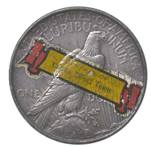 1922 Peace Silver Dollar Stickered Back Calico Ghost Town