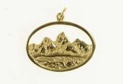 14K Yellow Gold Mount Everest Mountain Range Souvenir Charm/Pendant