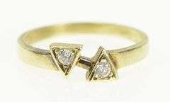 14K Yellow Gold 1960's Retro Diamond Geometric Triangle Ring