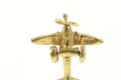 14K Yellow Gold 3D Articulated Propeller Plane Jet Charm/Pendant