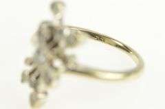 14K White Gold 1950's Diamond Floral Bypass Vintage Ring