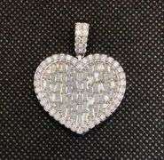 STUNNING HEART SHAPED BAGUETTE DIAMOND 14K WHITE GOLD PENDANT