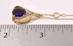 Adorable Purple Amethyst Gem Pendant In 14K Yellow Gold