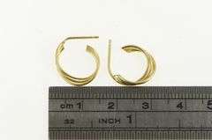 14K Yellow Gold Twist Design Semi Hoop Vintage Statement Earrings