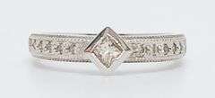 14kt Solid White Gold & Diamond Band Ring