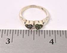 Heart Marcasite Gem Ring In Sterling Silver