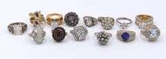 Group lot of 4 Vintage Sterling Silver Cubic Zirconia Rings