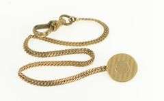 1940's Pinstripe Button Curb Link Vintage Pocket Watch Chain