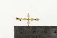 14K Yellow Gold Marquise CZ Traditional Cross Christian Pendant