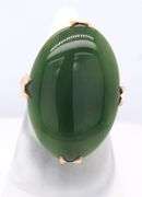 Vintage Yellow Gold oval Green Jade Ring