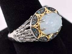 Quartz And Blue Diamond Ring In Sterling Silver