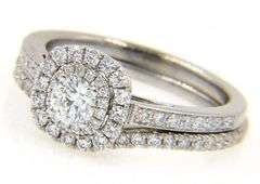 1.05ctw Round Diamond Double Cushion Frame Bridal Set in 14K