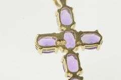 10K Yellow Gold Oval Amethyst Vintage Classic Cross Pendant