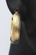 Amazing Yellow Gold Satin Finish Textured Hoop