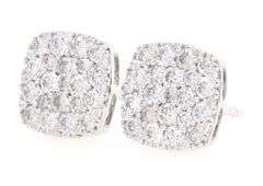 New 1.12ctw Cushion Diamond Shape Cluster Earrings in 14K