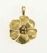 14K Yellow Gold Satin Finish Hibiscus Flower Botanical Charm/Pendant