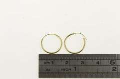 14K Yellow Gold 13.7mm Round Classic Vintage Simple Hoop Earrings